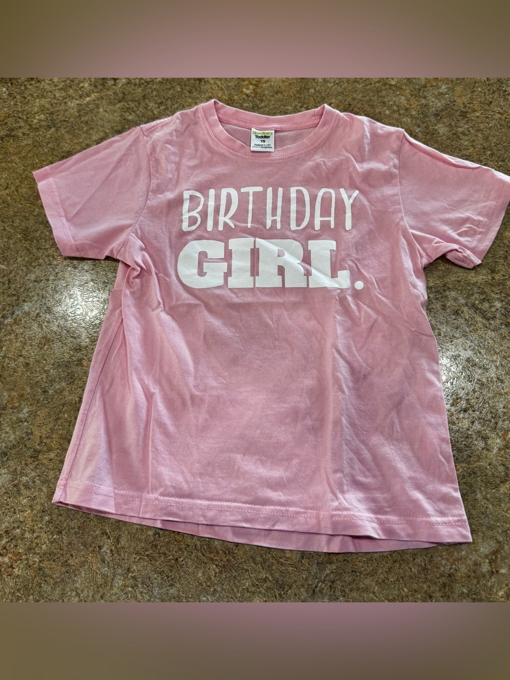 Birthday Girl Pink Graphic Tee Youth Small Cotton Shirt
